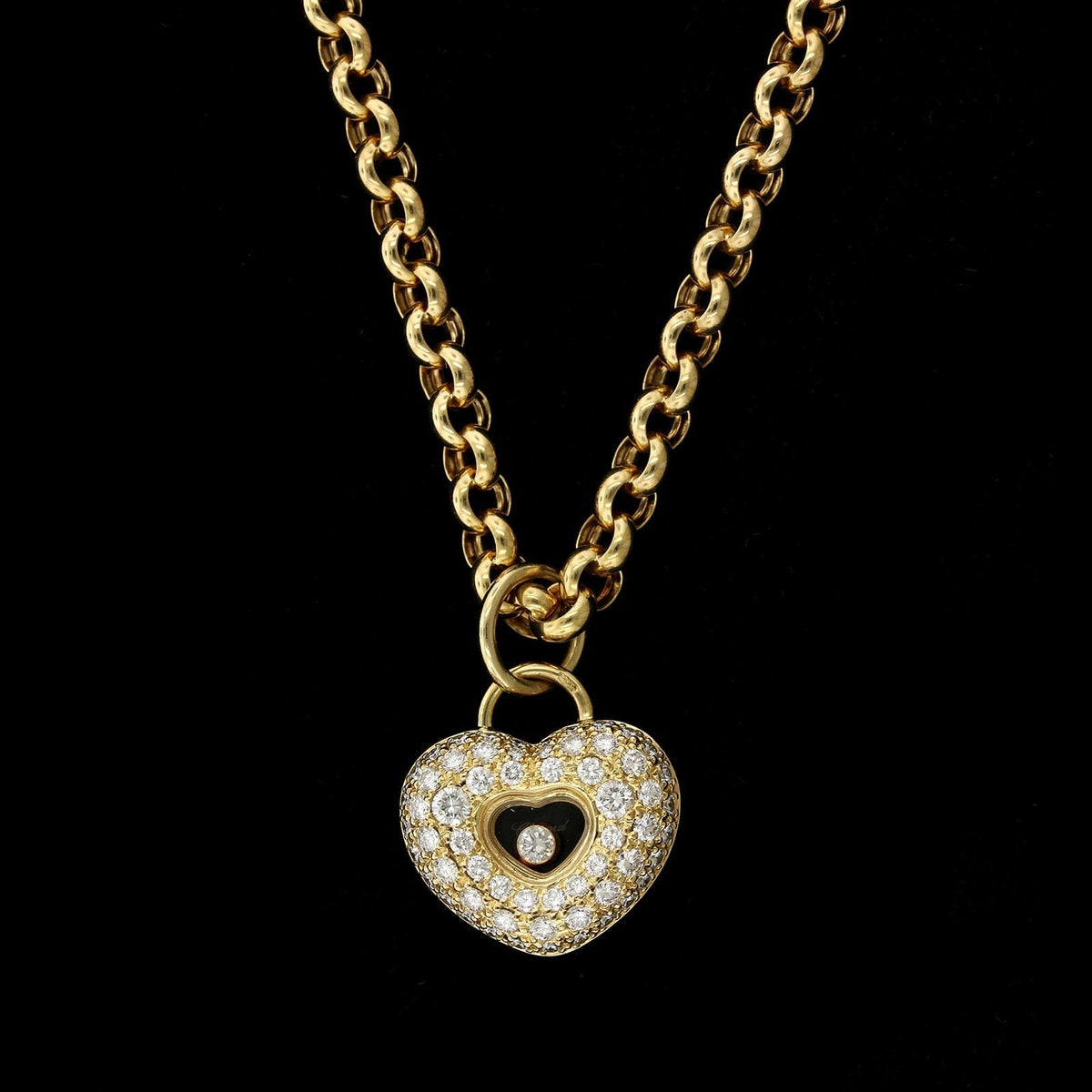 Chopard Estate 18K Yellow Gold Happy Diamond Heart Pendant, Long's Jewelers