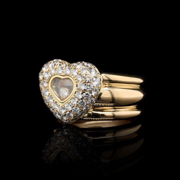 Chopard 18K Yellow Gold Estate Happy Diamond Heart Ring