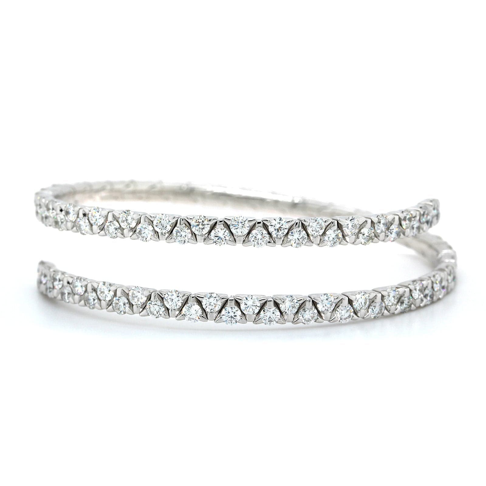 18K White Gold 2 Row Wrap Diamond Bracelet