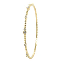 14K Yellow Gold Beaded Diamond Bangle Bracelet