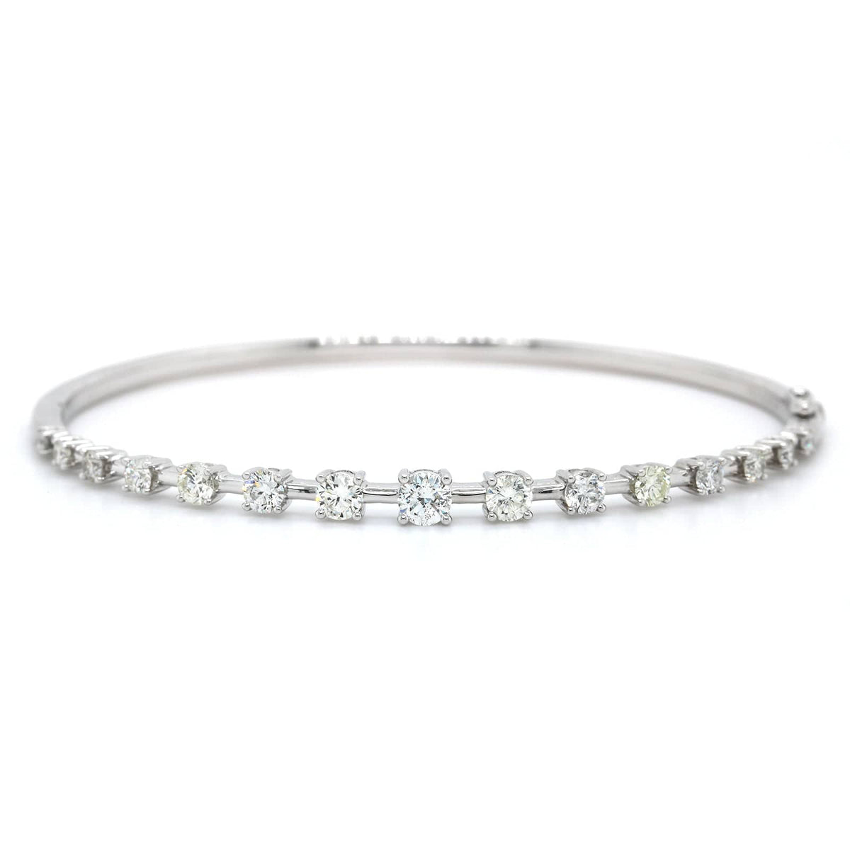 14K White Gold Graduated Diamond Station Bangle