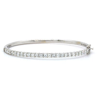 18K White Gold Square Emerald Cut Diamond Bangle Bracelet