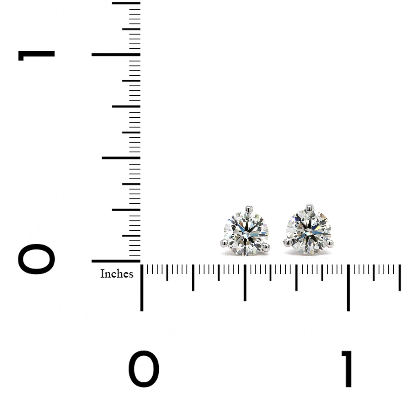 18K White Gold 3 Prong Diamond Stud Earrings