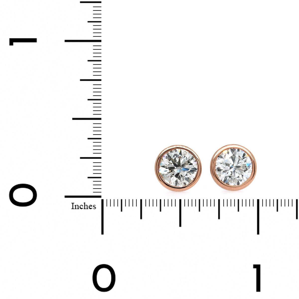 14K Rose Gold Bezel Set 2CTW Diamond Stud Earrings