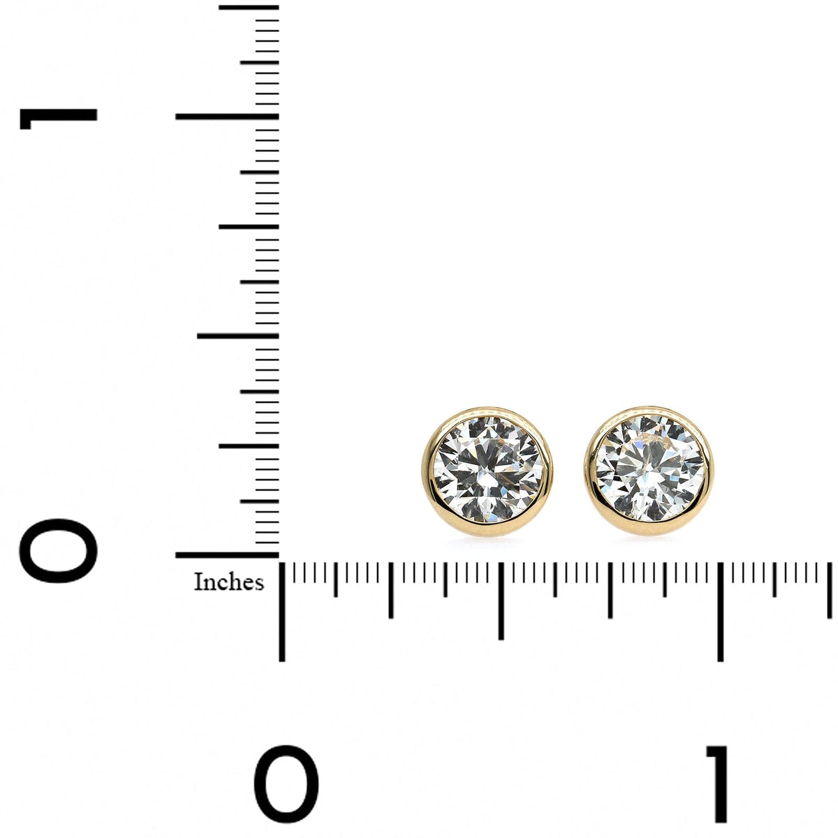 14K Yellow Gold Bezel Set 2CTW Diamond Stud Earrings – Long's Jewelers