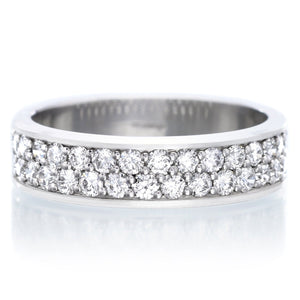 Platinum Pave Silk Diamond Three Quarter Round Band