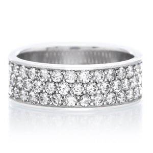 Platinum Pave Silk Diamond Three Quarter Round Band Size 6.5-7