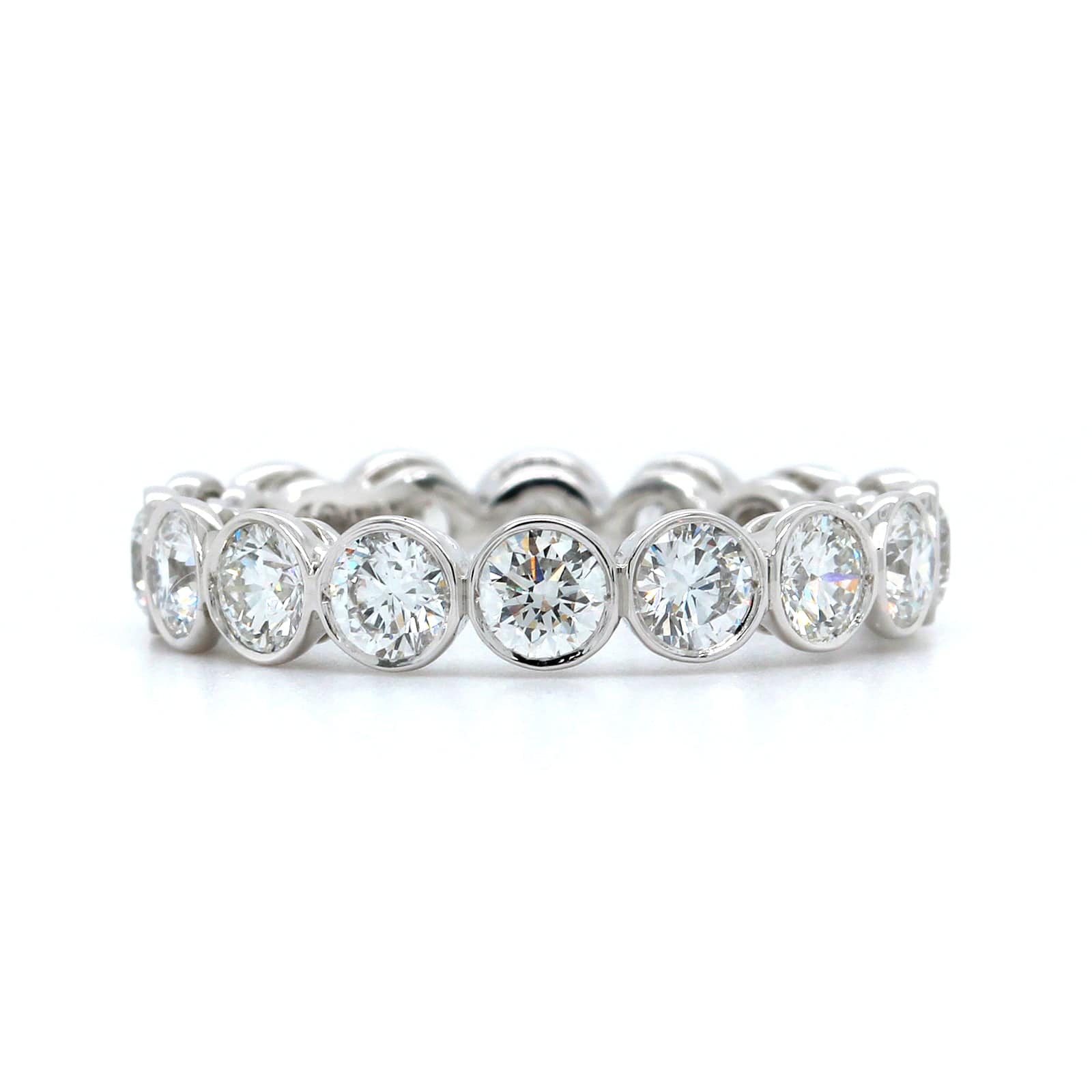 Platinum Bezel Set Round Diamond Eternity Band