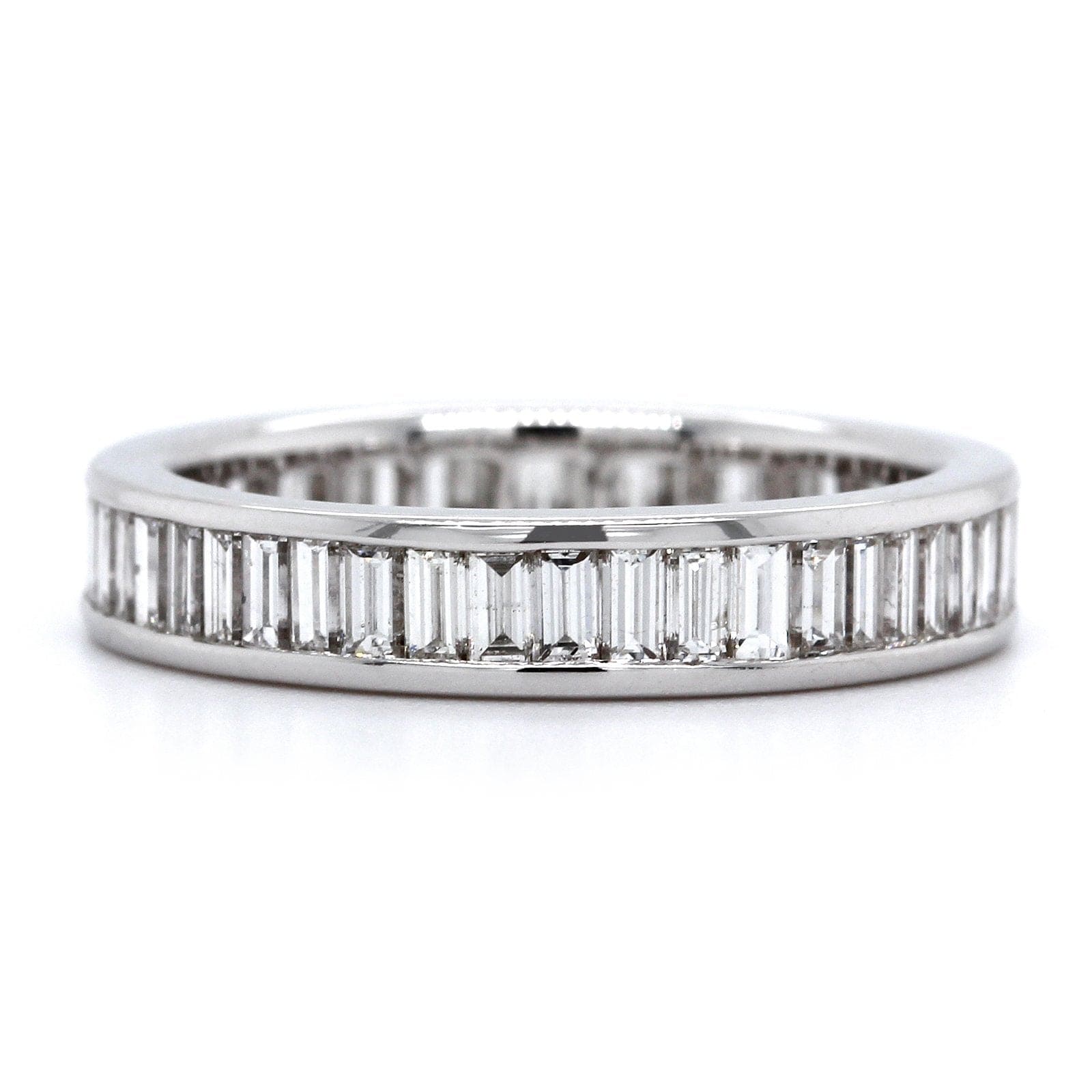 18K White Gold Channel Set Baguette Diamond Eternity Band