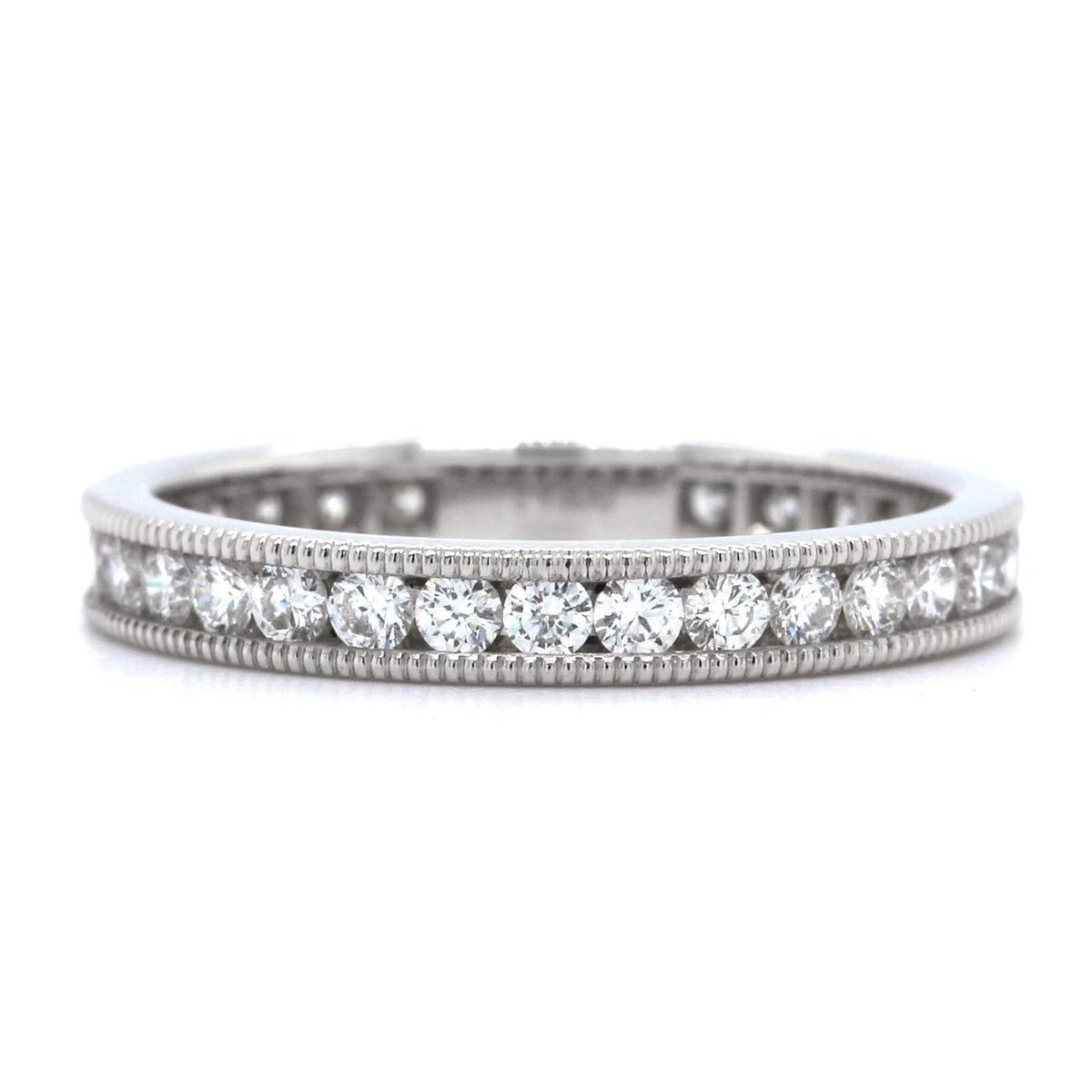 Platinum Channel Set Diamond with Milgrain Eternity Band