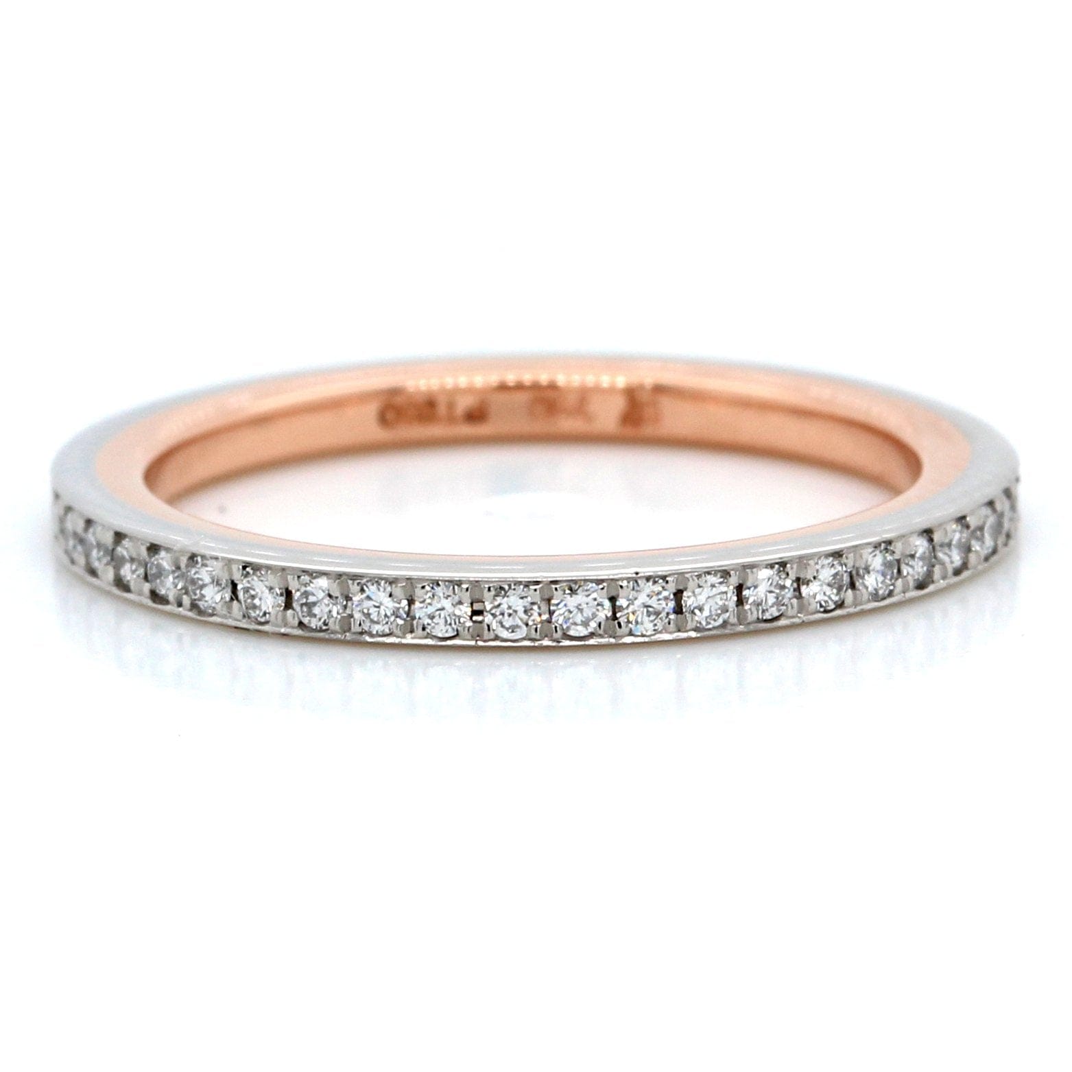 Platinum and 18K Rose Gold Shared Prong Diamond Eternity Band