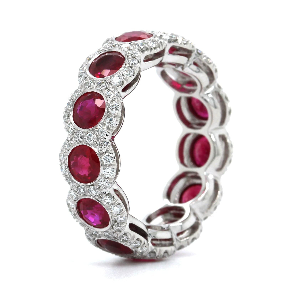 Platinum Ruby Diamond Halo Eternity Band