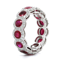 Platinum Ruby Diamond Halo Eternity Band