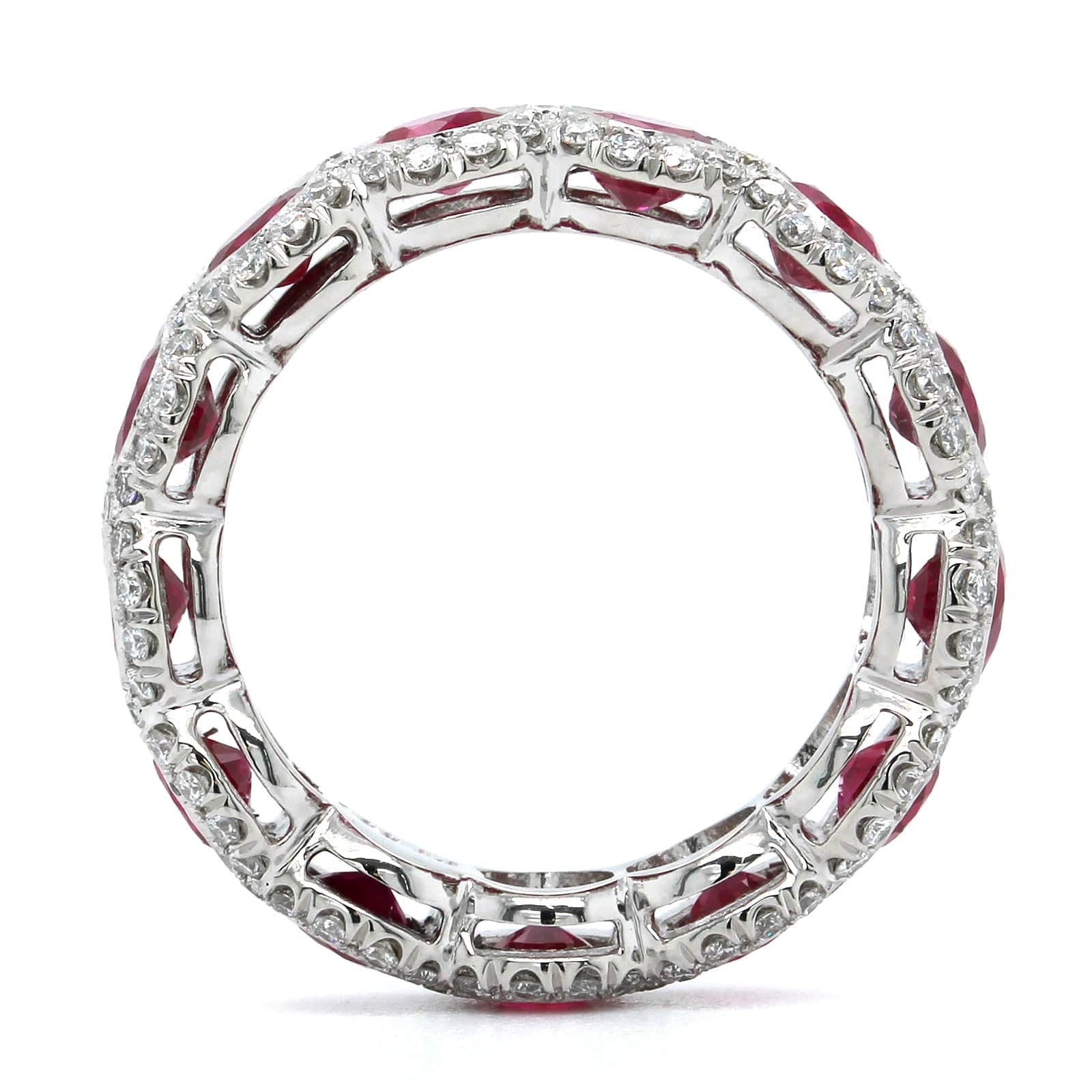 Platinum Ruby Diamond Halo Eternity Band