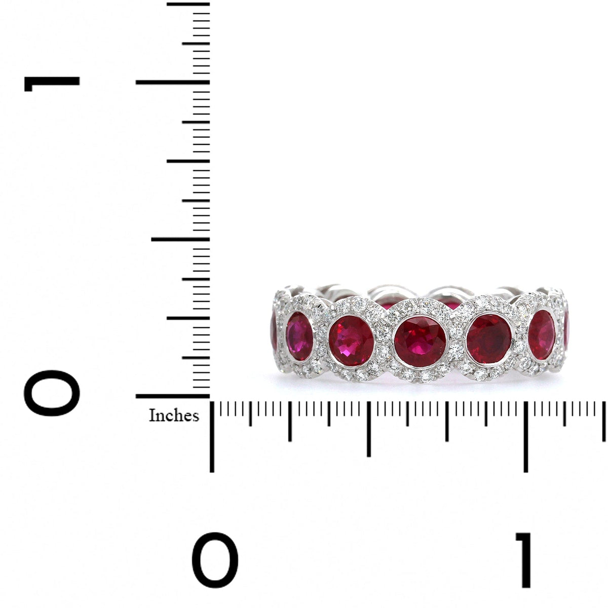 Platinum Ruby Diamond Halo Eternity Band