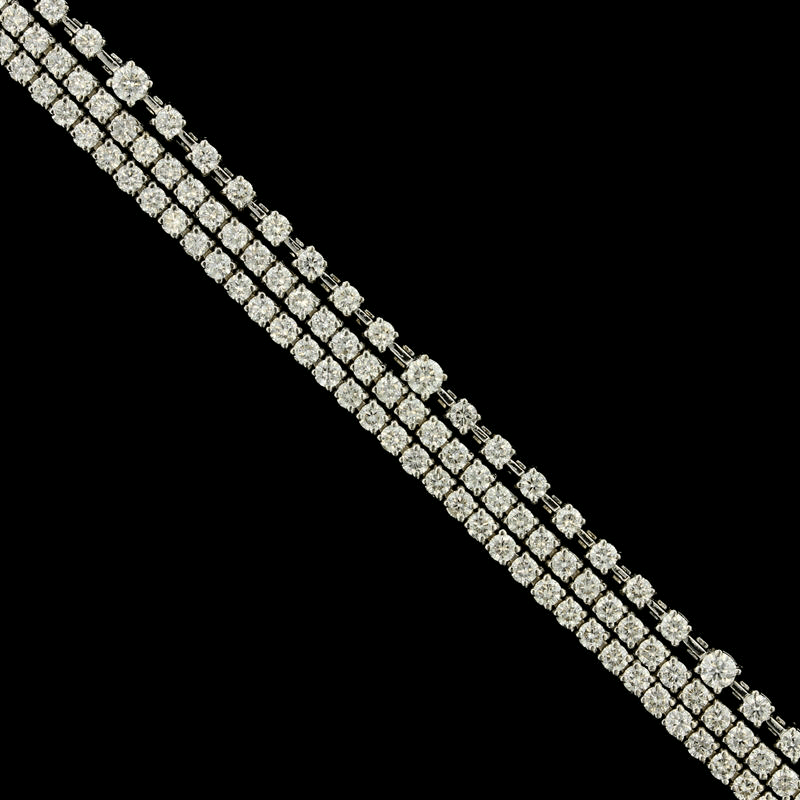 18K White Gold Triple Diamond Bracelet