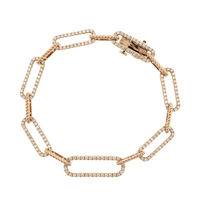 14K Rose Gold Chain Diamond Link Bracelet