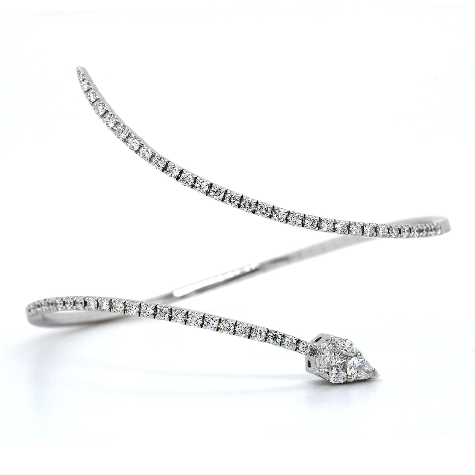 18K White Gold Wrap Diamond Cuff Bracelet