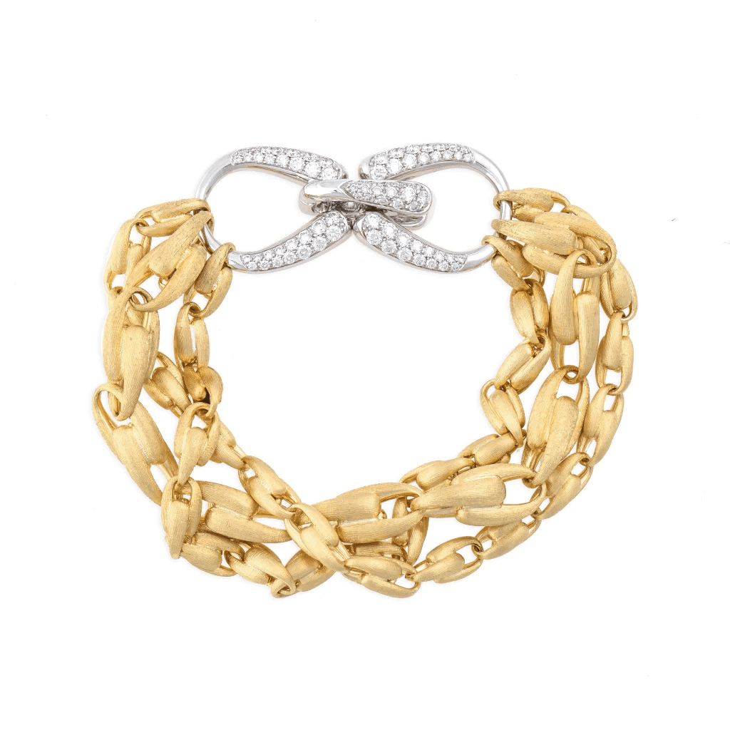 Marco Bicego Lucia 18K Yellow Gold 3 Strand Diamond Clasp Bracelet