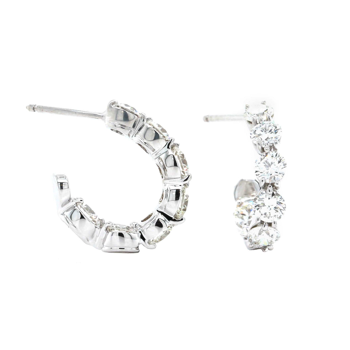 18K White Gold Diamond Hoop Earrings