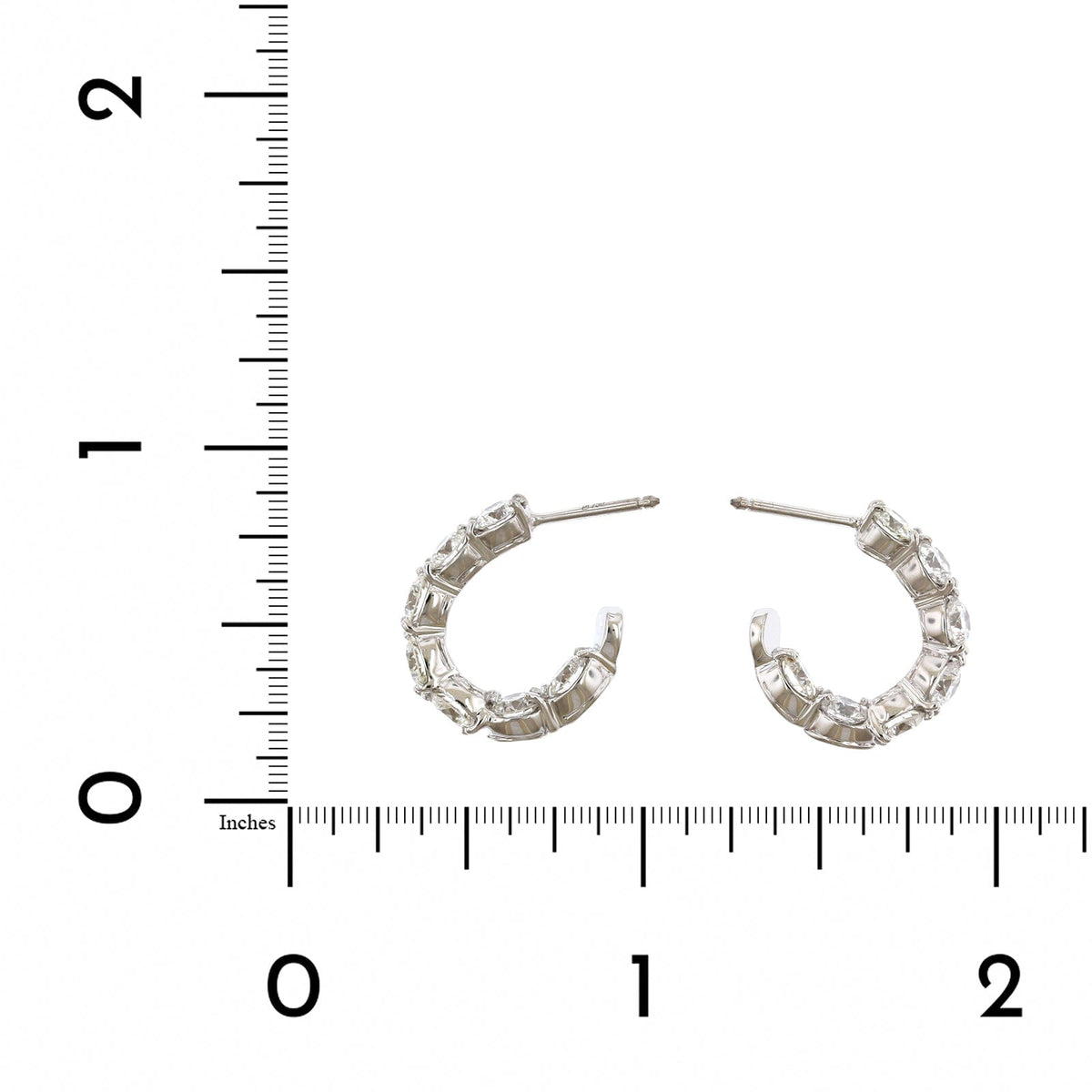 18K White Gold Diamond Hoop Earrings