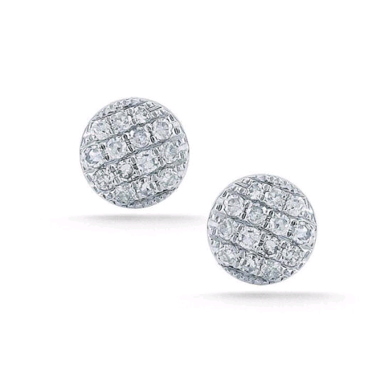 14K White Gold Diamond Disc Earrings