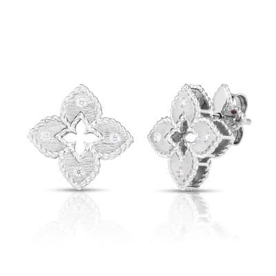 18K White Gold Venetian Diamond Stud Earrings