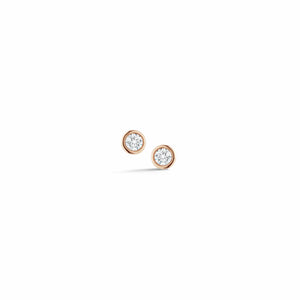 14K Rose Gold Bezel Set Diamond Stud Earrings