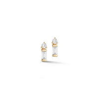 14K Yellow Gold Mini Baquette Diamond Earrings