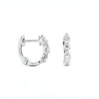 14K White Gold Diamond Huggie Earrings