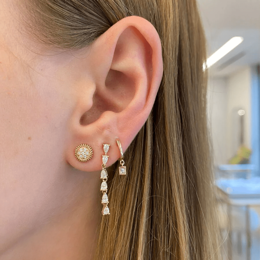 Pear Shape Pavé Diamond Drop Earrings, 14K Yellow Gold