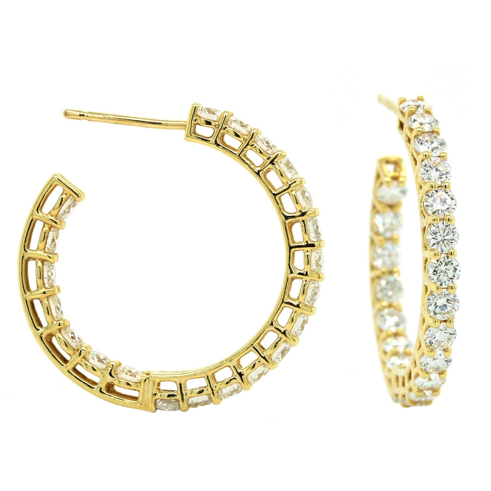 18K Yellow Gold Open Diamond Hoop Earrings, 18k yellow gold, Long's Jewelers