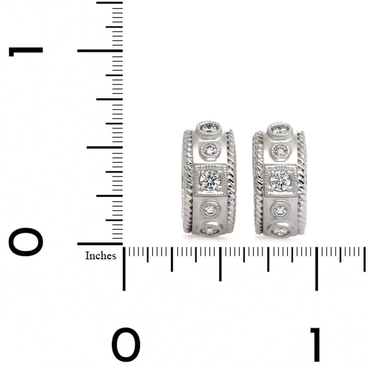 Penny Preville 18K White Gold Satin Finish Diamond Huggie Earrings