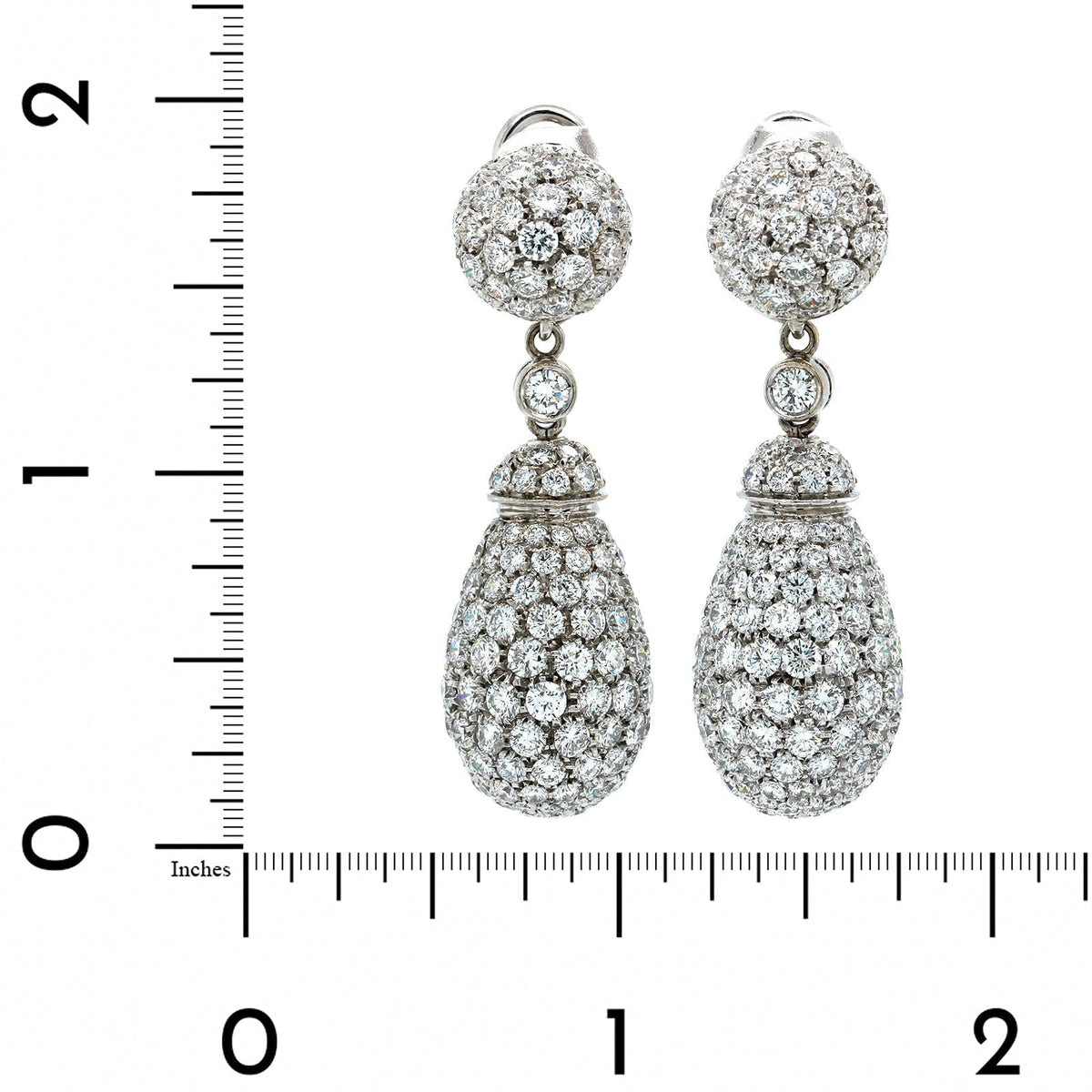 18K White Gold Pave Dome Dangle Earrings