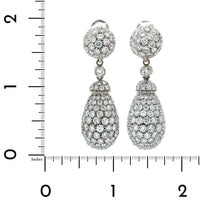 18K White Gold Pave Dome Dangle Earrings