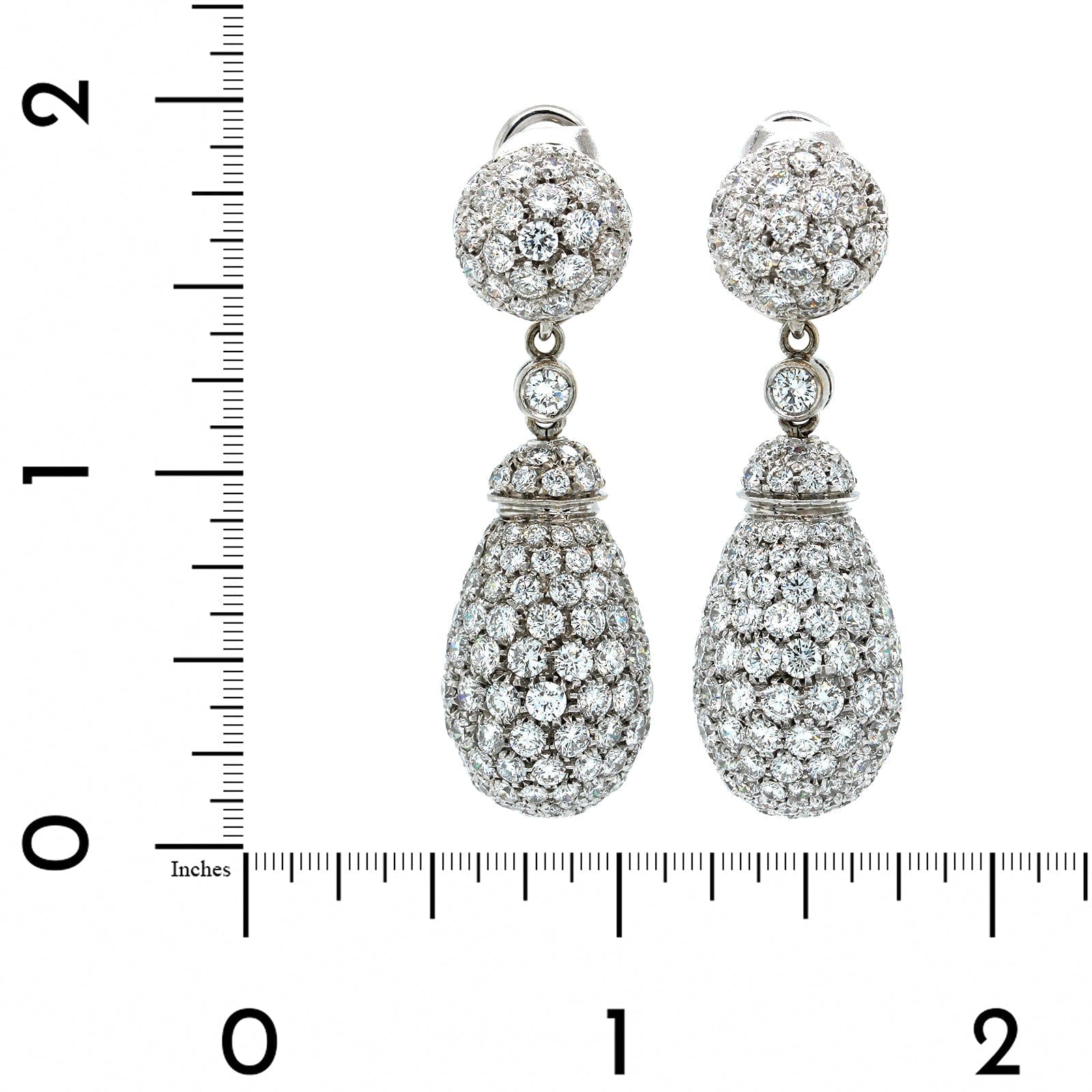 18K White Gold Pave Dome Dangle Earrings