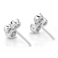 18K White Gold 3 Diamond Bezel Set Stud Earrings, 18k white gold, Long's Jewelers