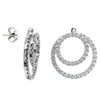 18K White Gold Diamond Circle Jacket Earrings