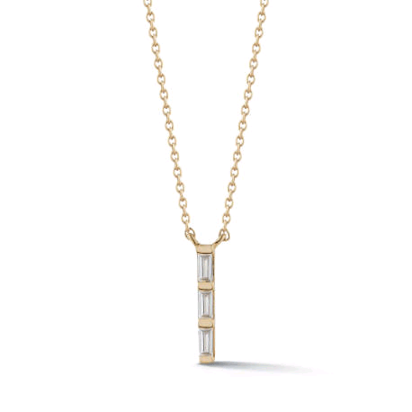 14K Yellow Gold Vertical Diamond Bar Necklace