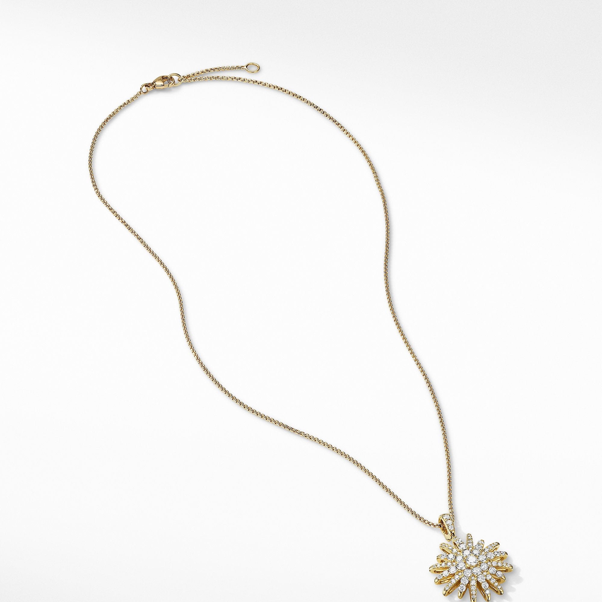 Starburst Pendant Necklace in 18K Yellow Gold with Full Pavé Diamonds