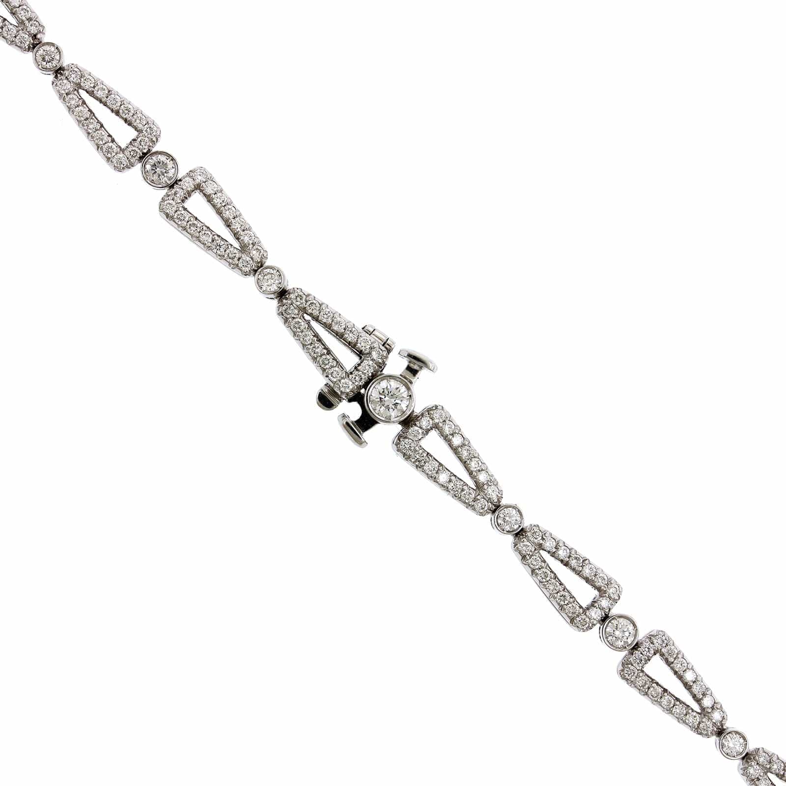 18K White Gold Pave Diamond Link Necklace