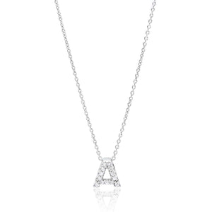 18K White Gold Tiny Diamond Initial Necklace