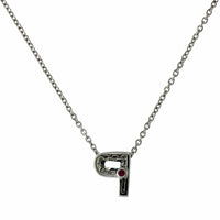 Roberto Coin 18K White Gold "P" Initial Diamond Necklace