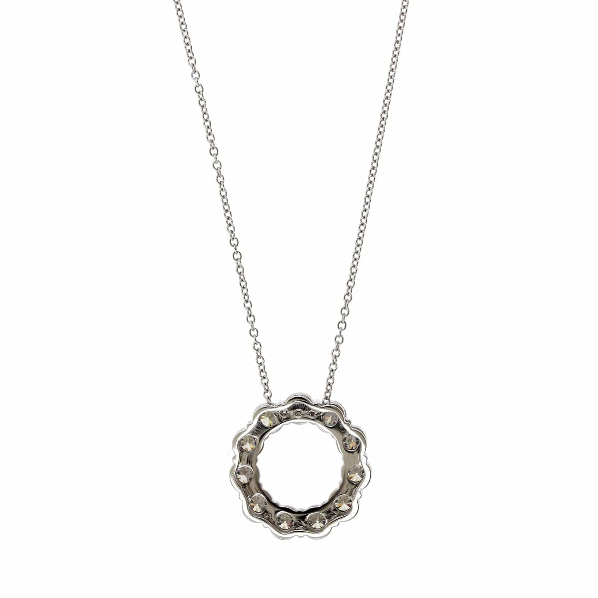 14K White Gold Diamond Circle Necklace