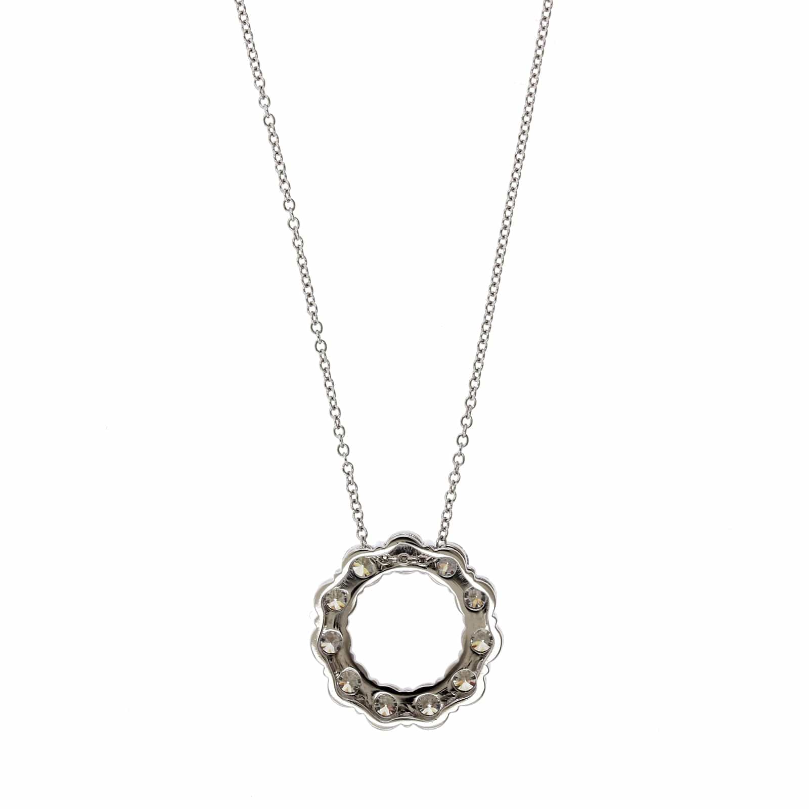 14K White Gold Diamond Circle Necklace