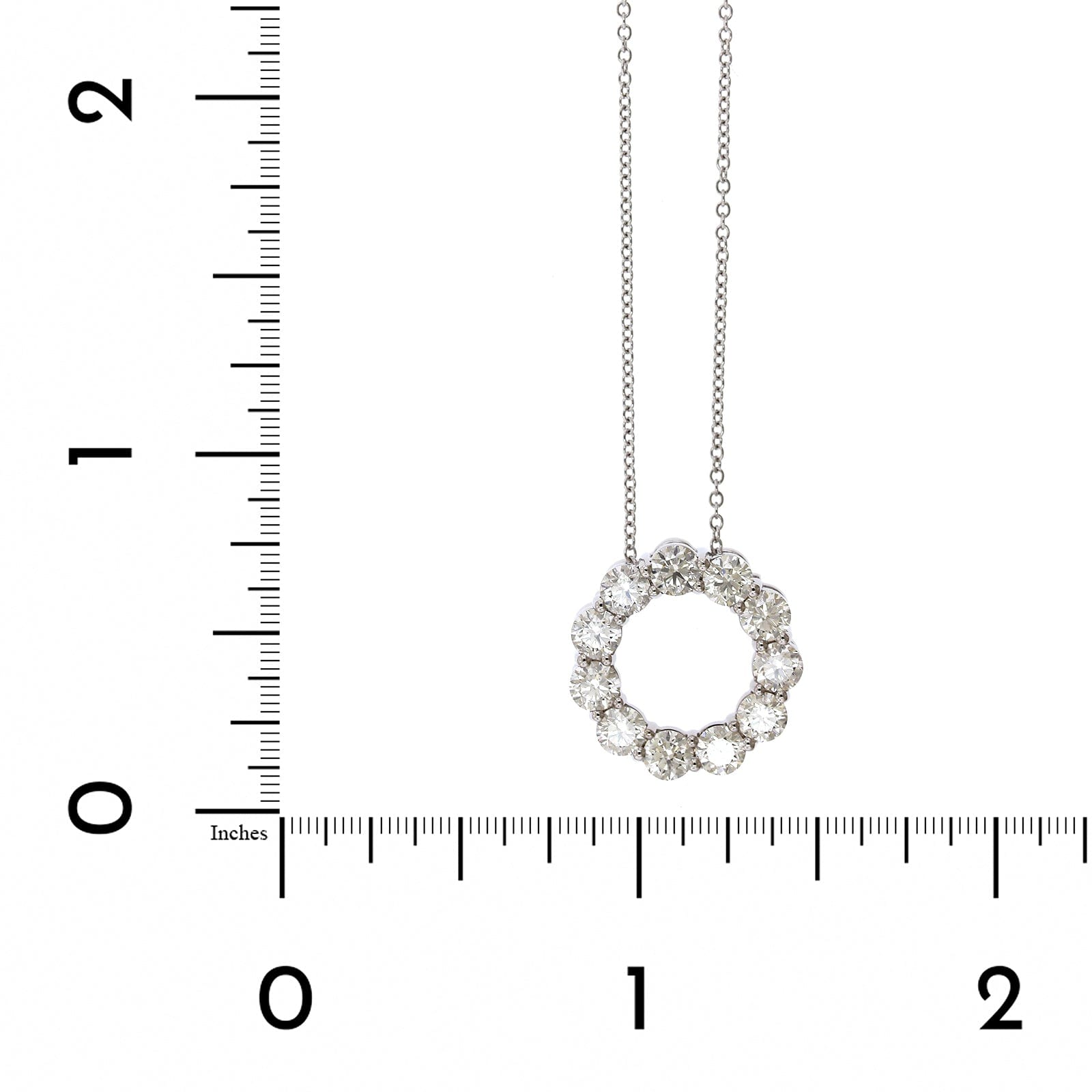 14K White Gold Diamond Circle Necklace