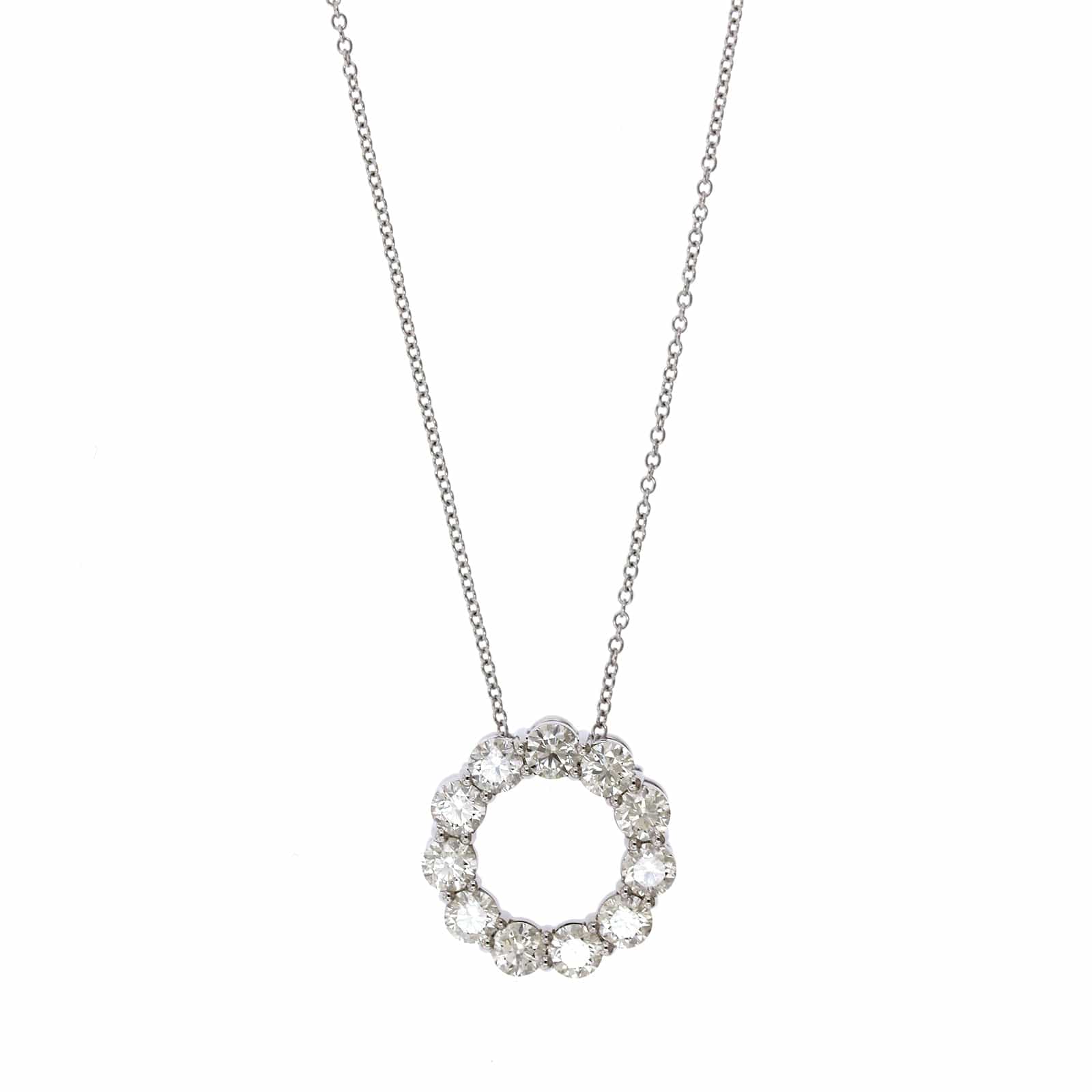 14K White Gold Diamond Circle Necklace