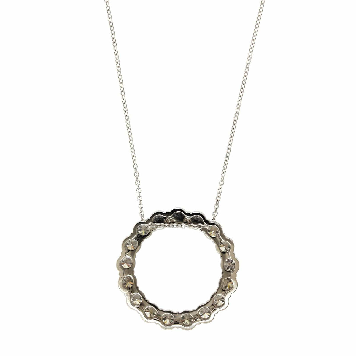 14K White Gold Diamond Circle Necklace