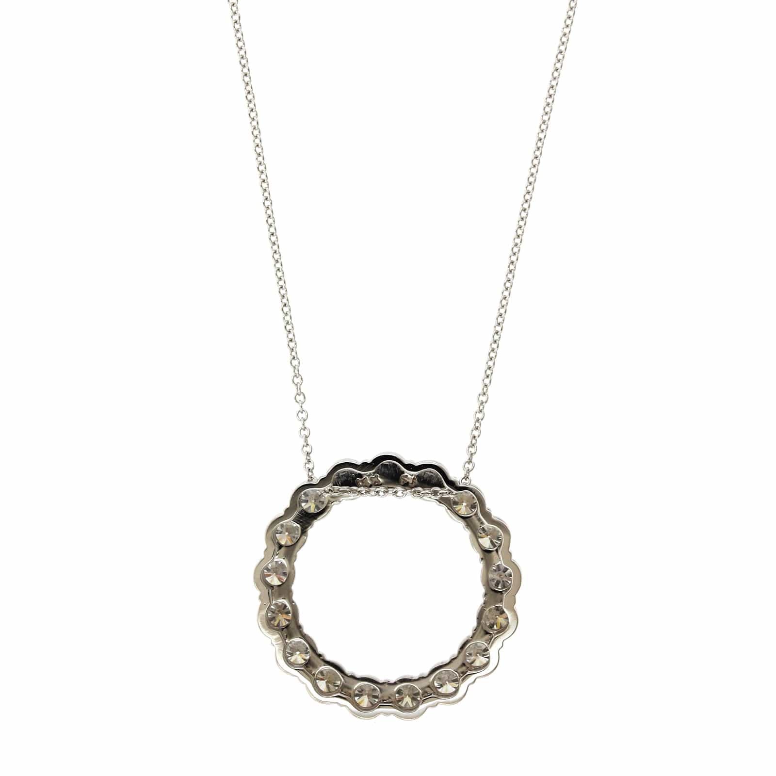 14K White Gold Diamond Circle Necklace