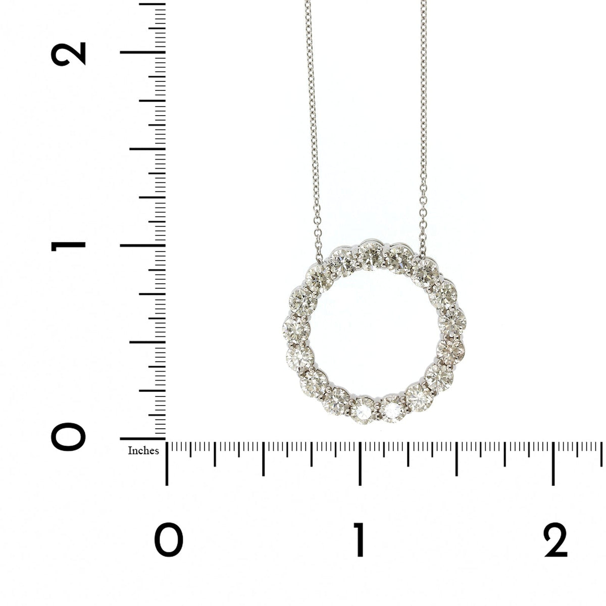 14K White Gold Diamond Circle Necklace